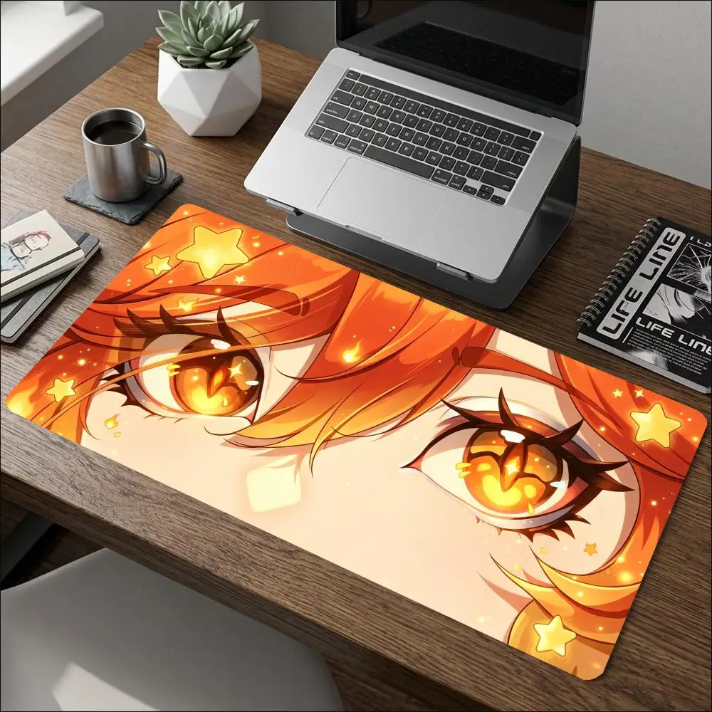 Bright Sparkle Star Manga Character Eyes Print Large Size Table Mat Mousepad For Laptop Home Office Desktop