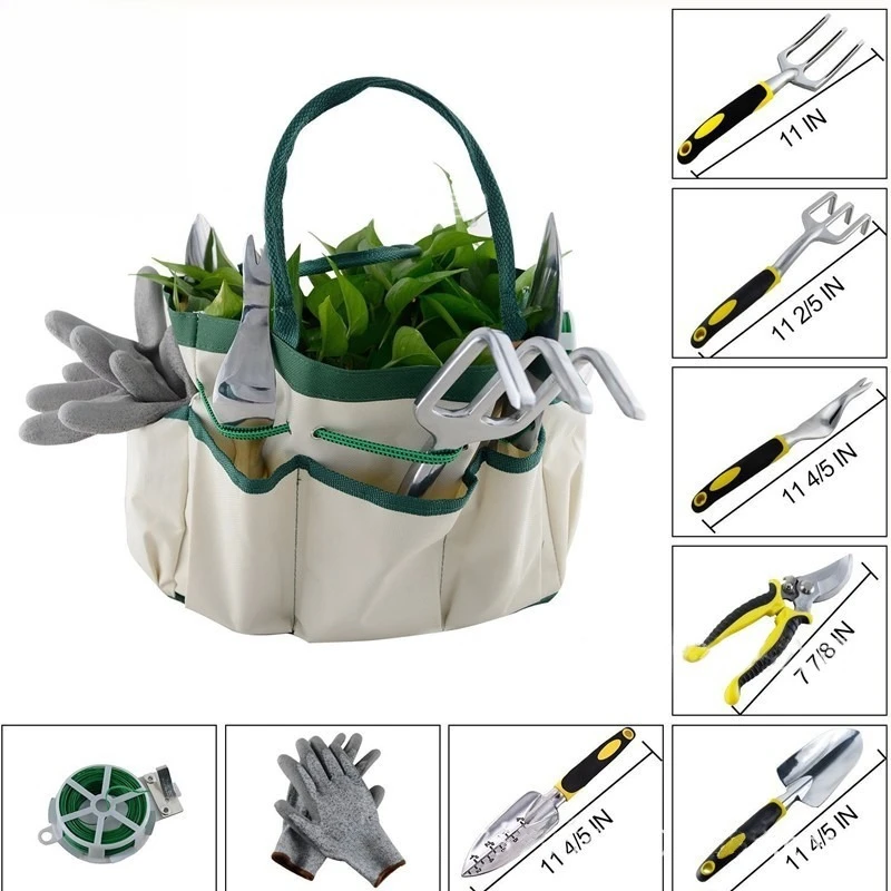 9Pcs Garden Tool Set with Storage Bag, Pruning Shear & Shovel Fit For Yard Plant Care