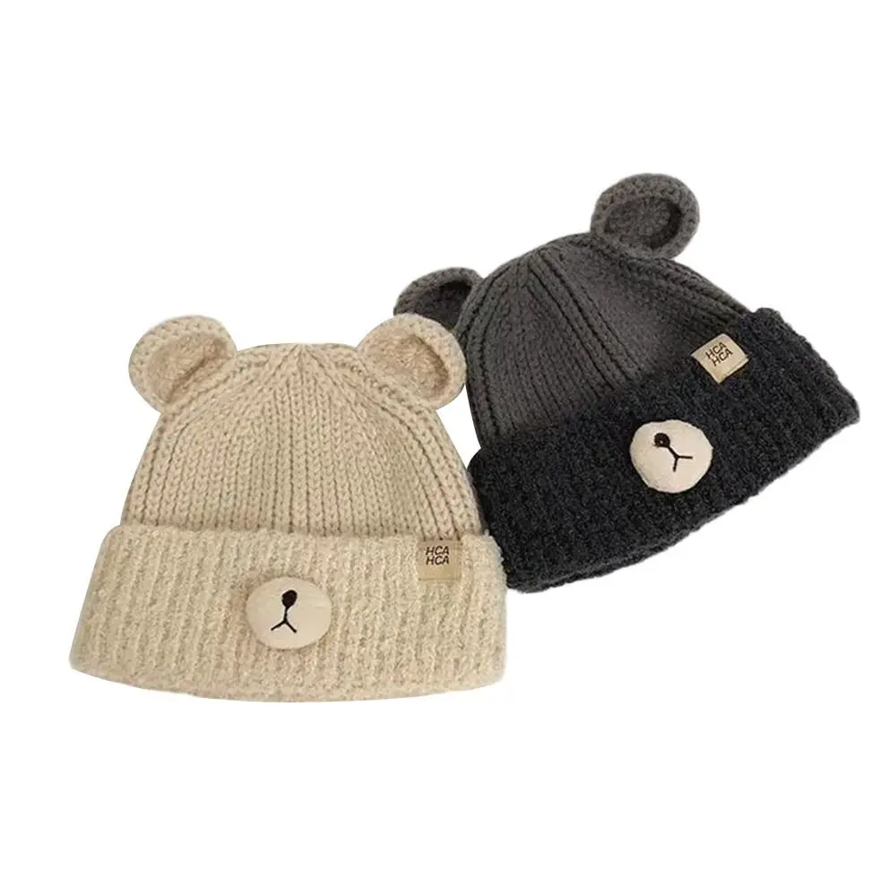 Fashion Winter Warm Knitted Cap Soft Bear Ears Slouchy Bonnet Casual Thick Leisure Cap for Women