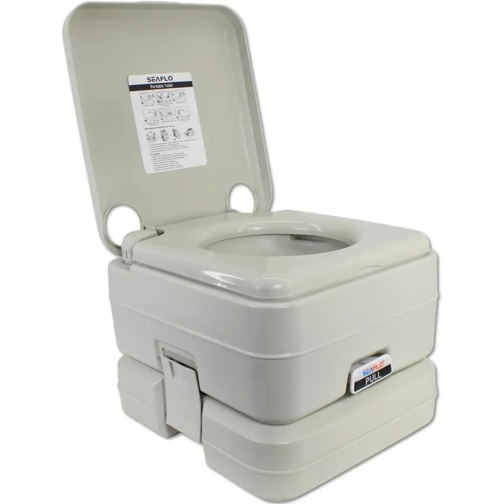 Premium Camping Portable Toilet - 5.8 Gallon Waste 3.43 Gall Fresh Tank (100 Flushes), 440 lbs Max Weight, Level Indicator, Seal