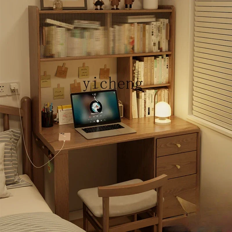 

solid wood bookcase home study living room study table bedroom small apartment student computer desk