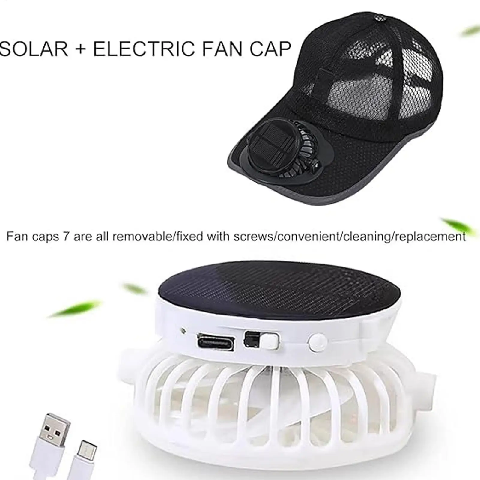 

Baseball Caps with Charging Fan Solar Powered Summer Mesh Sun Hat for Outdoor Breathable UV Protection Cooling Headwear