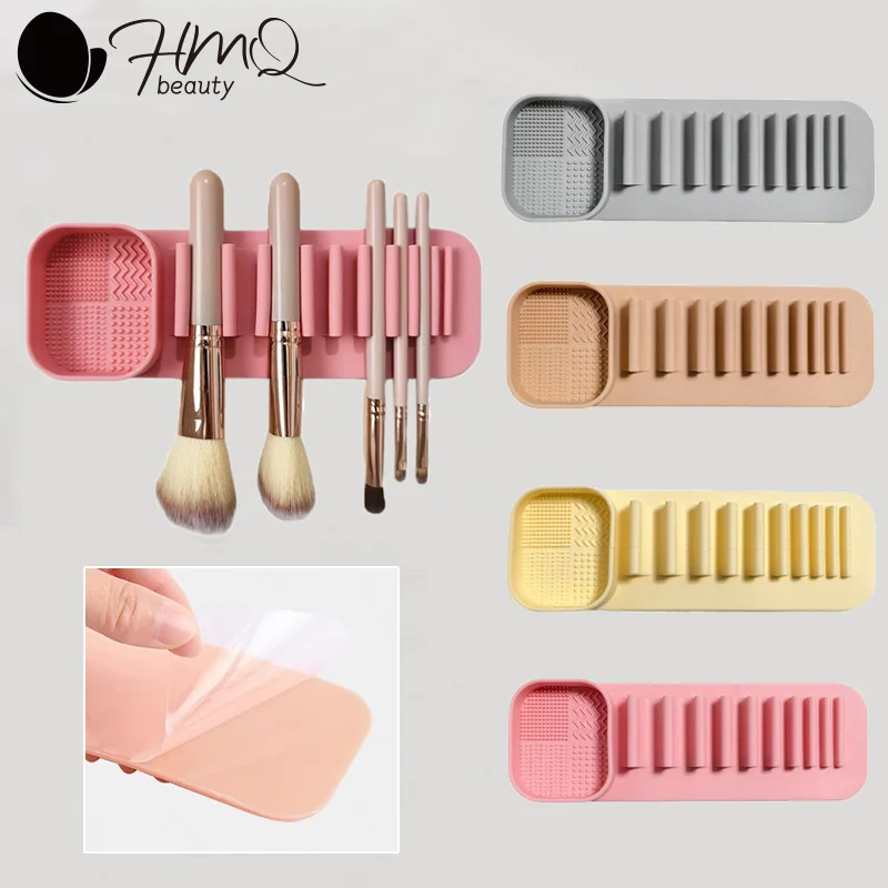 Makeup Brushes Wall Mounted Drying Rack Soft Silicone Cosmetic Brushes Storage Cleaner Tool Hanging Organizer for Beauty Tools