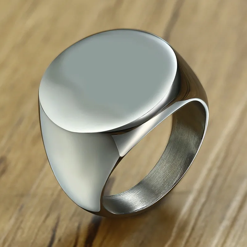 Vnox-Anillo de sello de cabeza de cabra de diablo para hombre, sello personalizado, acero inoxidable, Rock, redondo, Top