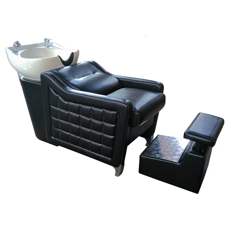 

Semi-reclining shampoo bed with shampoo basin Hair salon Massage beauty bed