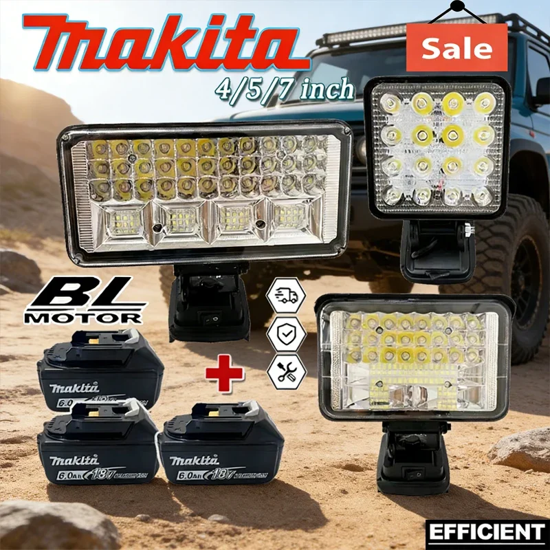 

Портативный светодиодный прожектор Makita, беспроводной, 4/5/7 дюймов, для работы на улице, рыбалки, ручной аварийный фонарь, совместим с аккумулятором 18В