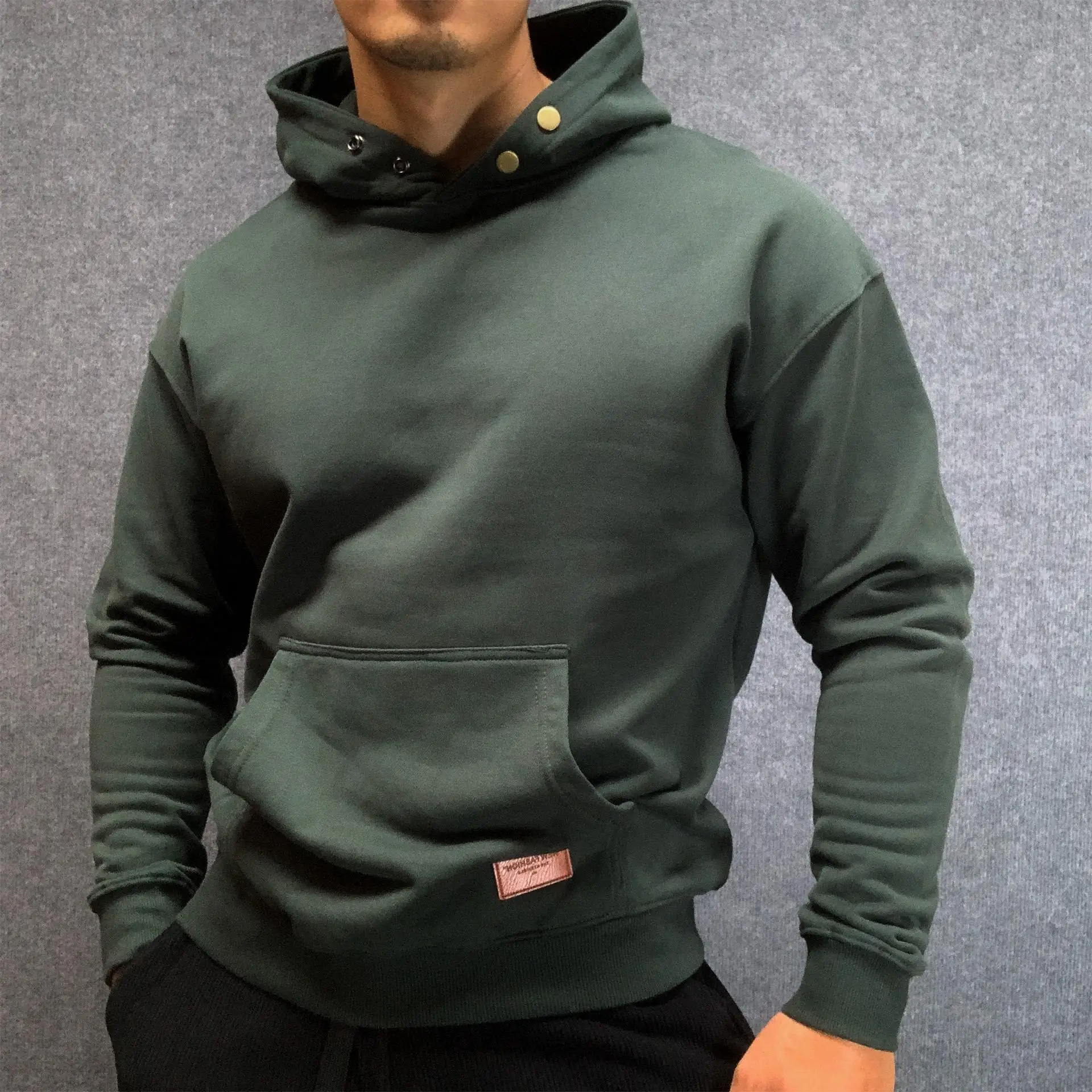 

Мужская толстовка оверсайз из смесового хлопка для осени и зимы, плотная, свободного кроя, повседневная, комфортная