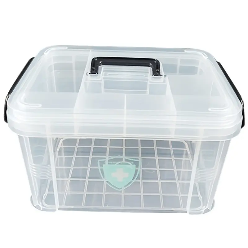 

Transparent Double-Layer Medicine Organizer Box-Waterproof& Large Capacity, Ideal For Home And Travel Storage