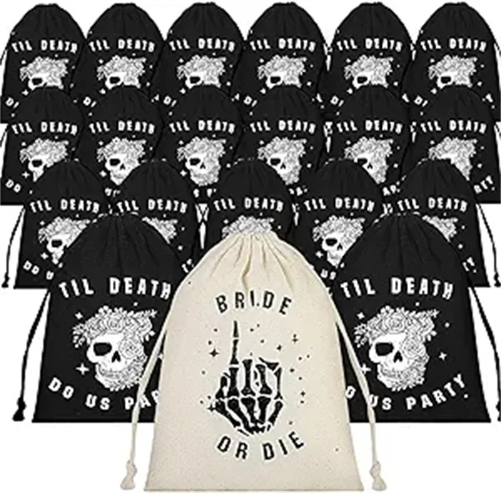 Norme 20 Pcs Bride or Die Hangover Bags Wedding Favor Bag Till Death Do Us Party Gothic Gift Wrap Bags Recovery Kit Bags with Dr