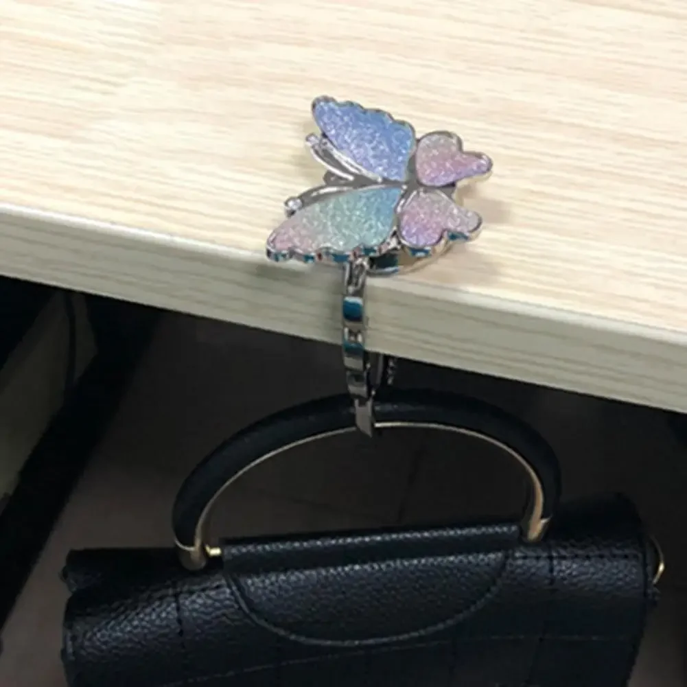 Fashion Butterfly Purse Bag Table Hook Holder for Student Portable Foldable Handbag Hanger for Home Decoration Christmas Gifts