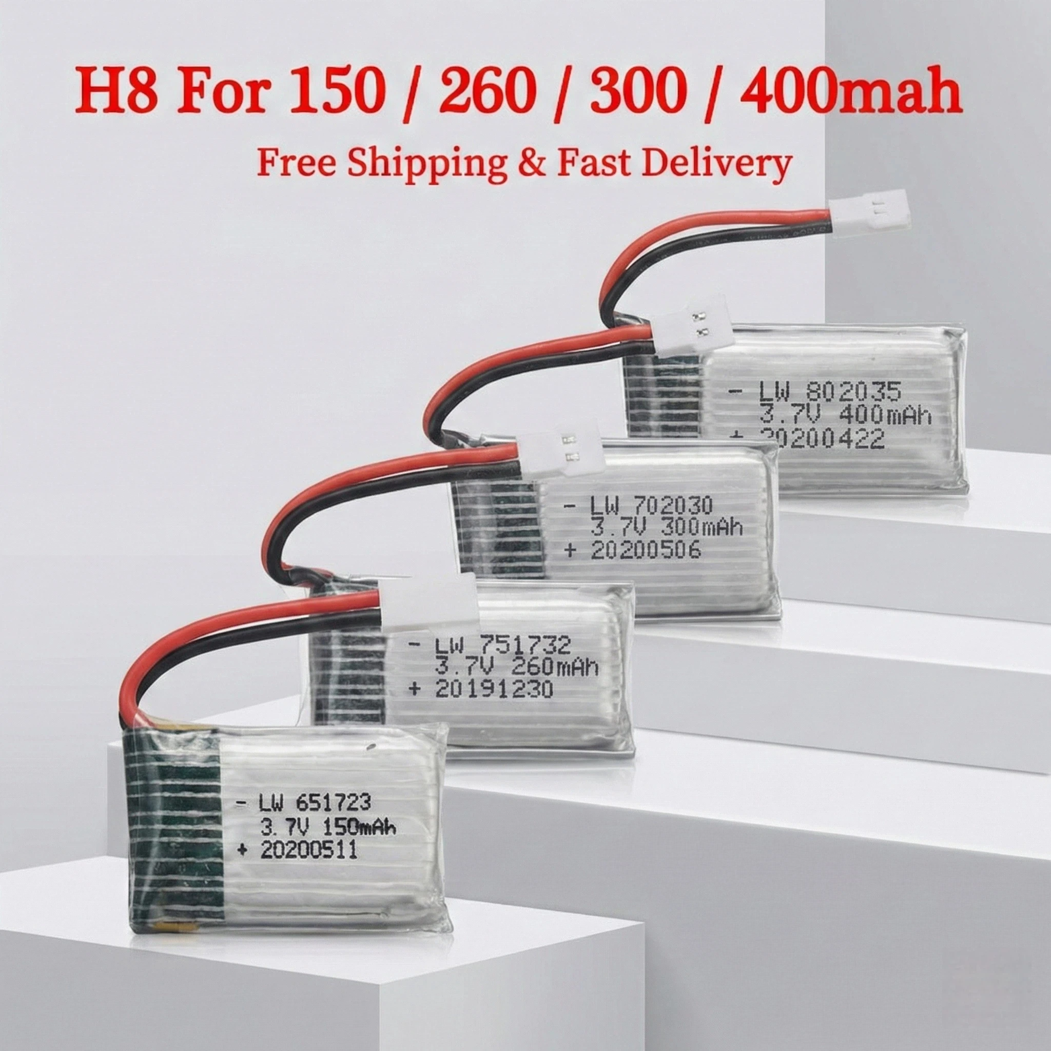 

3.7V 150mAh 260mAh 300mAh 400mAh Lipo Battery for RC Plane FX620 FX820 F22 SU57 Mige530 Glider Remote Control Aircraft Battery