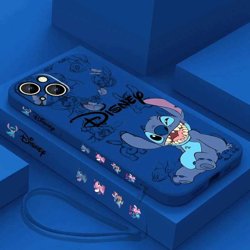 Coque de téléphone Disney Super Cute Stitch pour Apple, coque souple avec UL, iPhone 15, 14, 13, 12, 11 Pro Max Plus, 8, 7, SE Liquid Stores