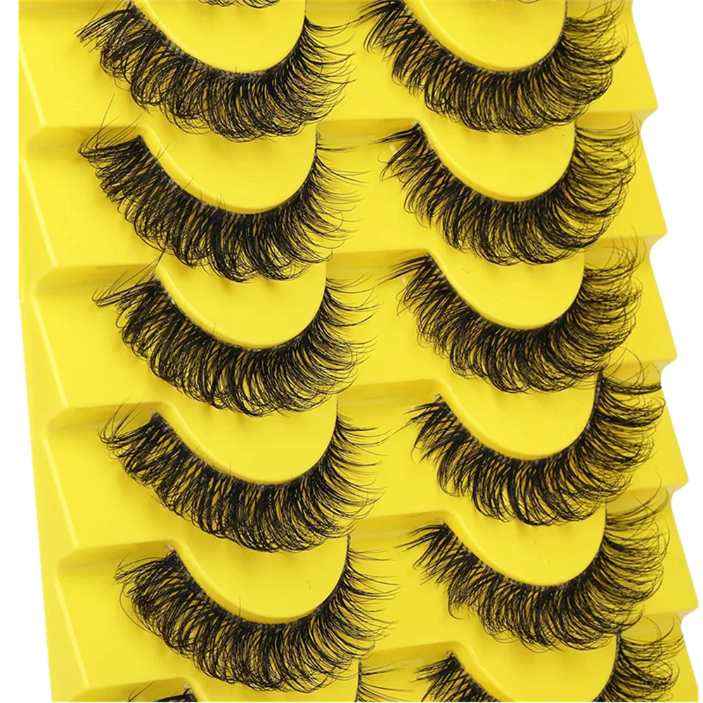 10 Pairs False Eyelashes 6D Super Fluffy Wispy Faux Mink Eyelashes Cat Eye Effect Dramatic Lashes Eyelash Extension Makeup