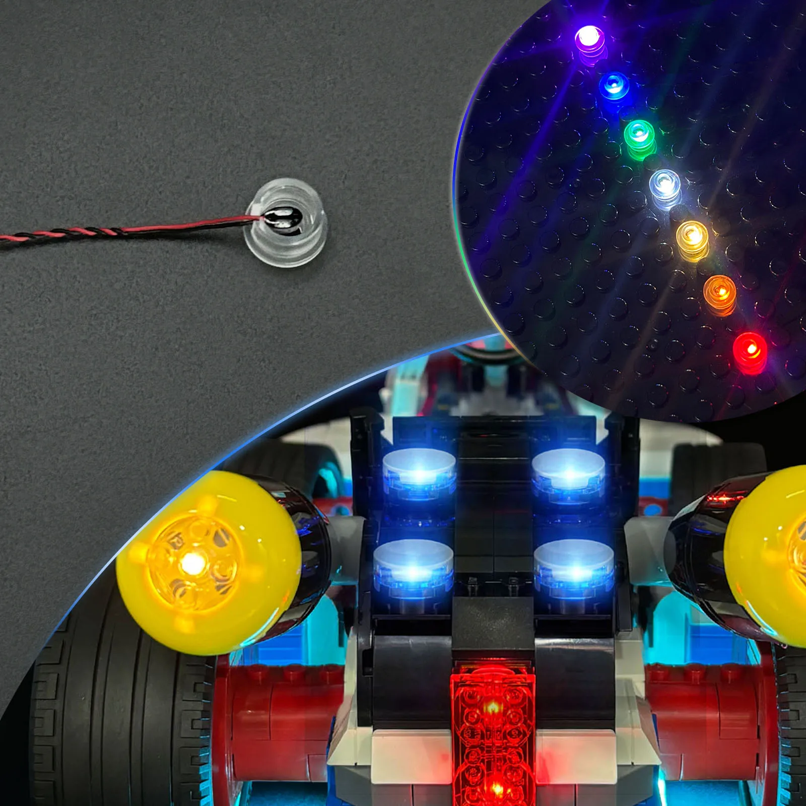 طقم إضاءة LED ملون مكون من 10 قطع، متوافق مع موديلات مكعبات البناء ليغو، يضيء بناءك (إصدار التحكم عن بعد)
