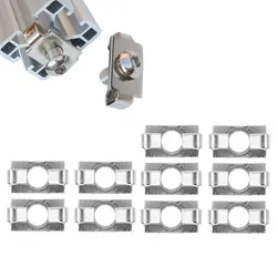 10pcs/lot M6 M8 M12 EU Elastic Connector Fastener 20 30 40 45 Series Aluminum Profile Spring Elastic Connector Galvanized Nickel