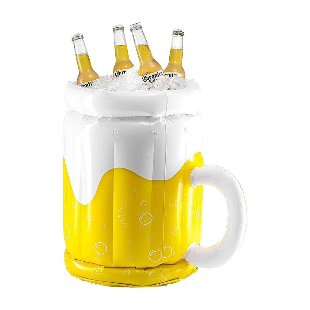 Beermug aufblasbarer Getränke halter großer aufblasbarer Wasser flaschen kühler schwimmt Pool Servier bar für Sommers chwimmbad party