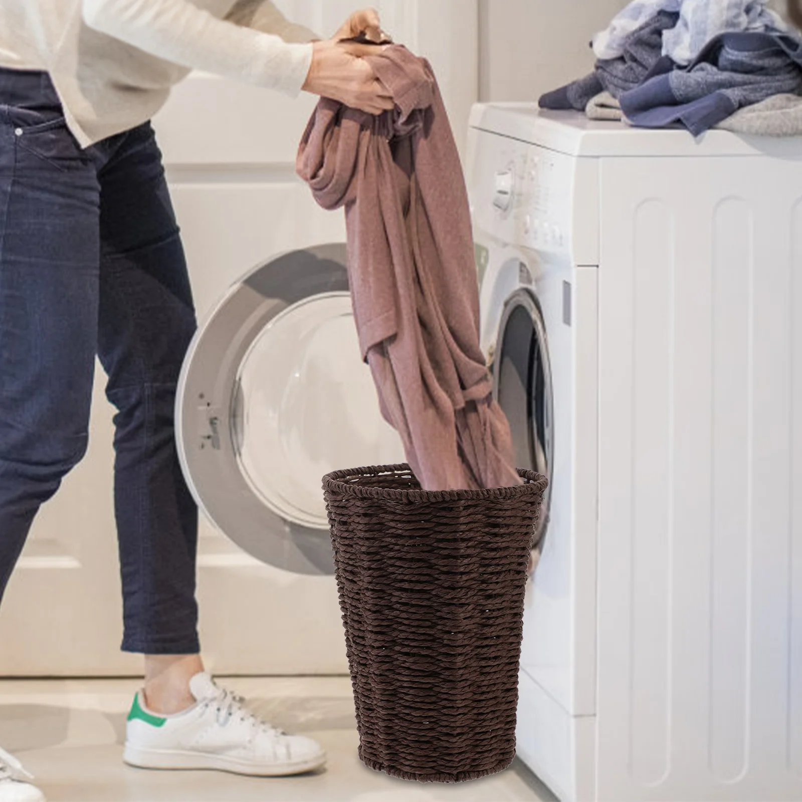 

Woven Basket Large Capacity Rattan Imitation Multipurpose Storage Basket for Laundry Clothes Sundries Organizer