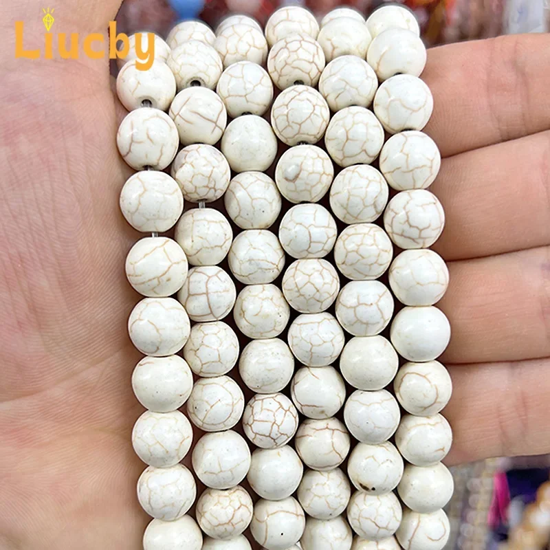 Piedra preciosa línea amarilla pino blanco cuentas lisas para fabricación de joyería DIY decoración anillos accesorios 15 "ventas al por mayor 4/6/8/10/12mm