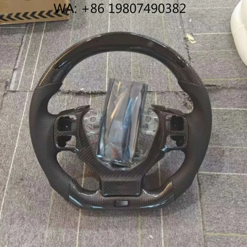 

Peach Wood Leather Steering Wheel Custom Carbon Fiber Sport For 200+ Off-road Auto Interior