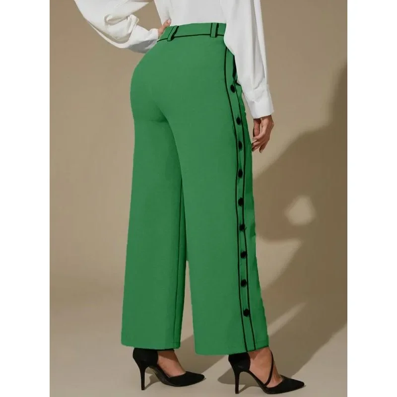 Plus Size 1XL-5XL New Women's Solid color High Waist Straight Pants Fashion Trousers Loose Female Pants
