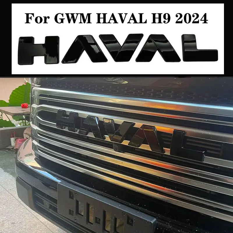 

For Great Wall Haval H9 2nd 2024 2025 3D ABS Sticker Car Front Emblem Badge Decals Black Badge Logo Emblem Cover Car-Styling