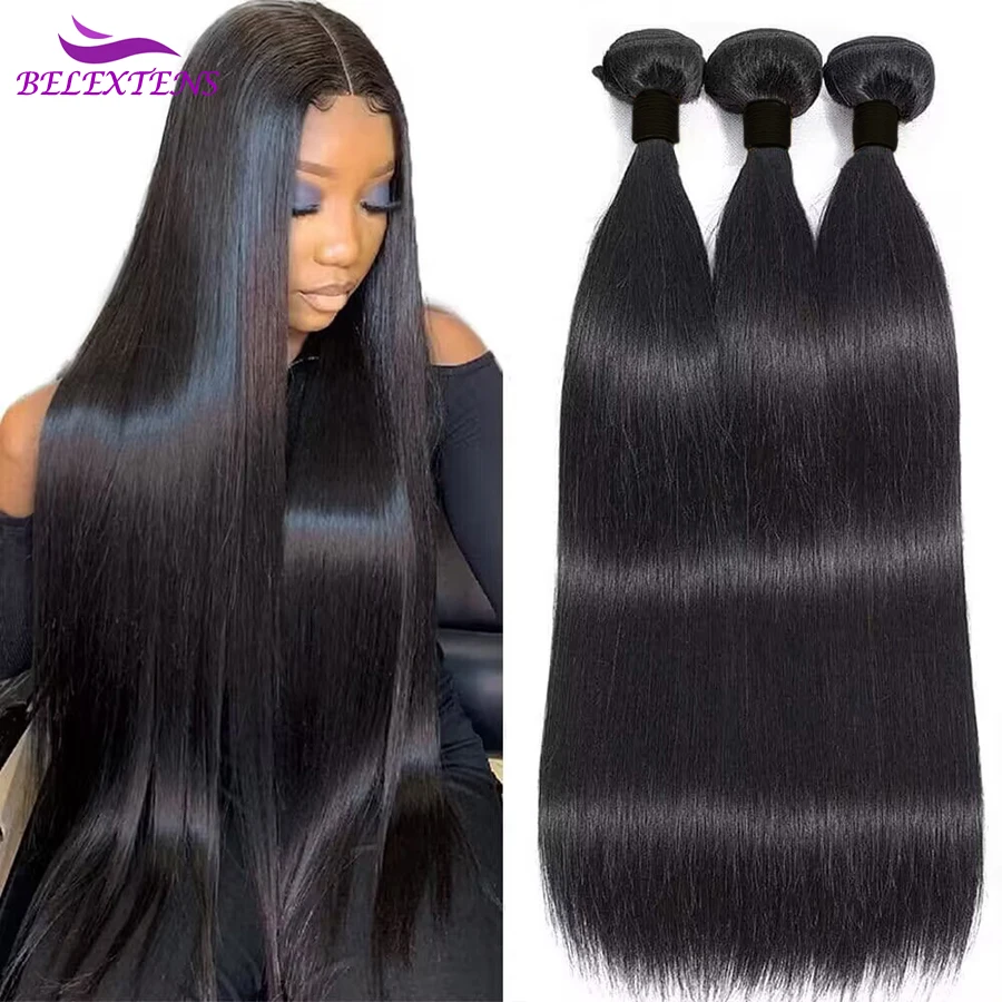 Straight Bundles Peruvian Hair Bone Straight  Human Hair Bundles For Black Women  28 30 32 inch Bundles Human Hair Extension