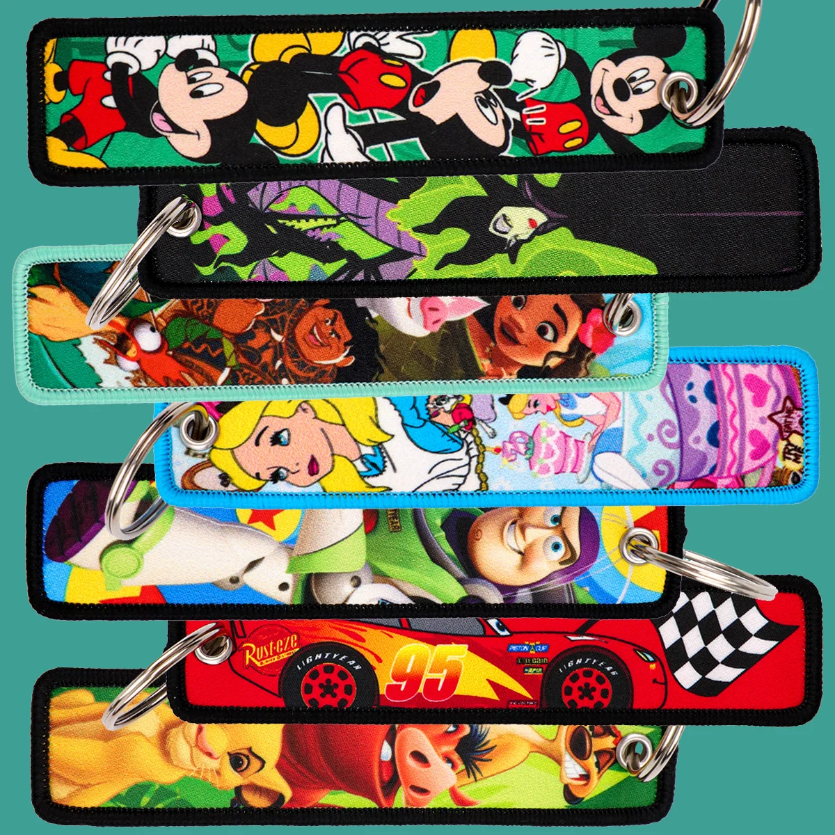 

Cute Movie Cartoon Embroidery Key Witch Key Tag Motorcycles Cars Backpack Chaveiro Keychain For Friends Fashion Key Ring Gifts