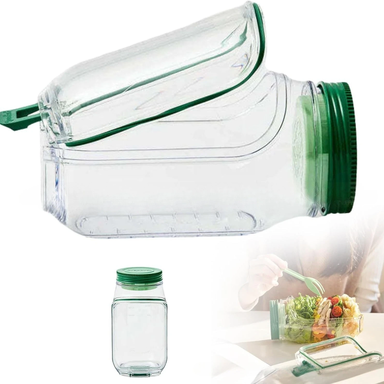 Cápsula para ensalada, recipiente para ensalada para el almuerzo, cápsula para ensalada con capas verticales construidas, contenedor portátil a prueba de fugas para mantener fresco