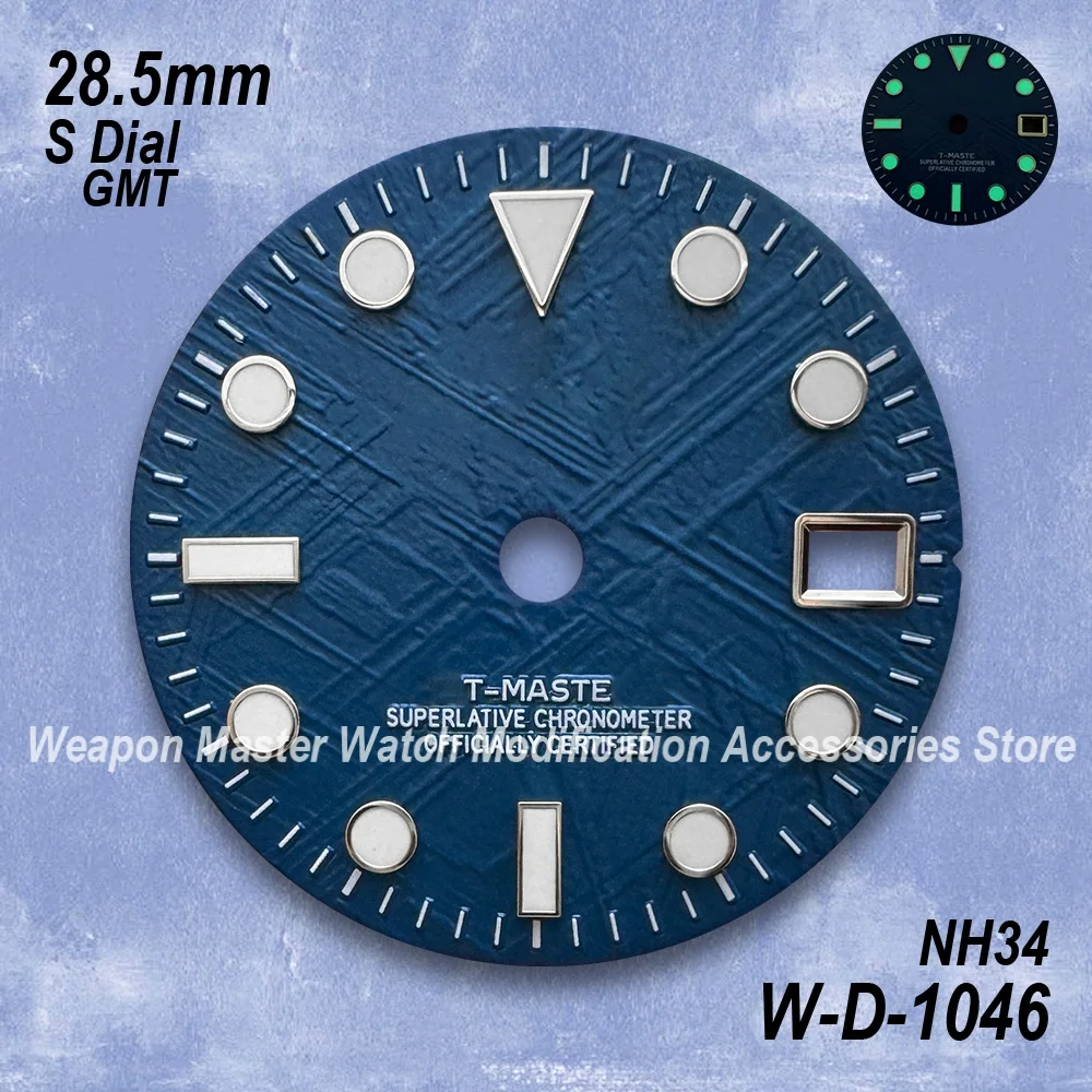 28.5 مللي متر S شعار الوافدين الجدد GMT نيزك الهاتفي صالح NH34 الحركة اليابانية الأخضر مضيئة ساعة عالية الجودة تعديل الملحقات