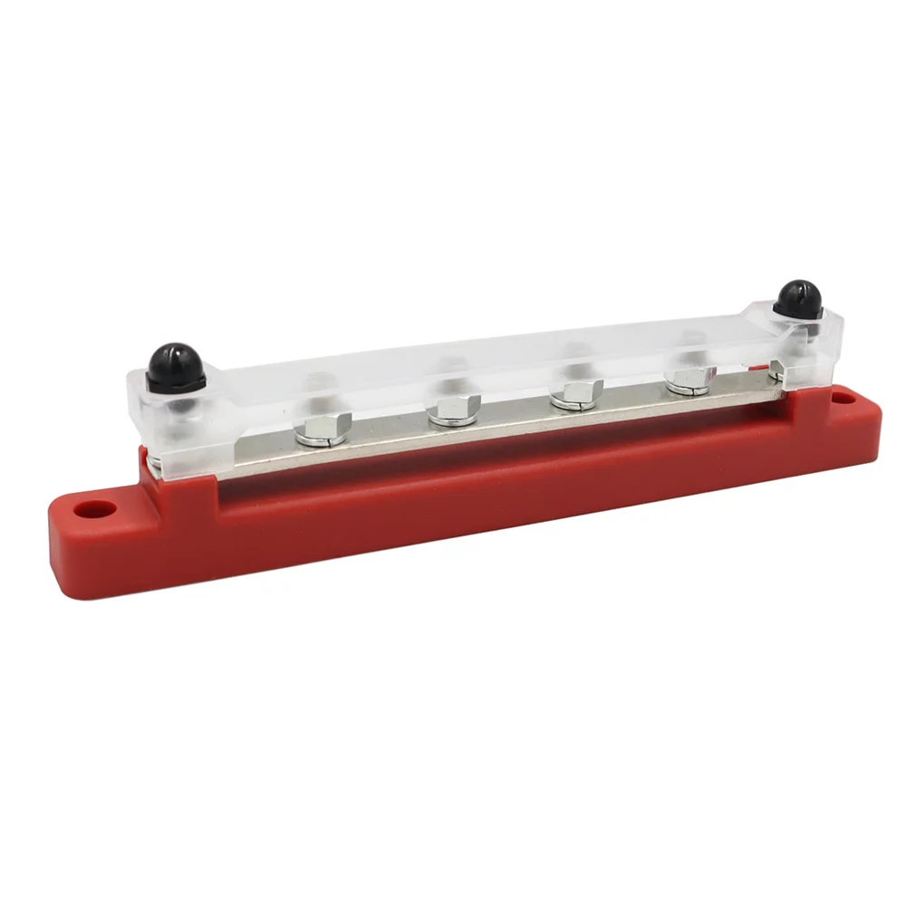 Motor 4 Terminal Bus Bar & Cover Ground Distribution Block - Car Boat Marine Power Distribution Terminal Block