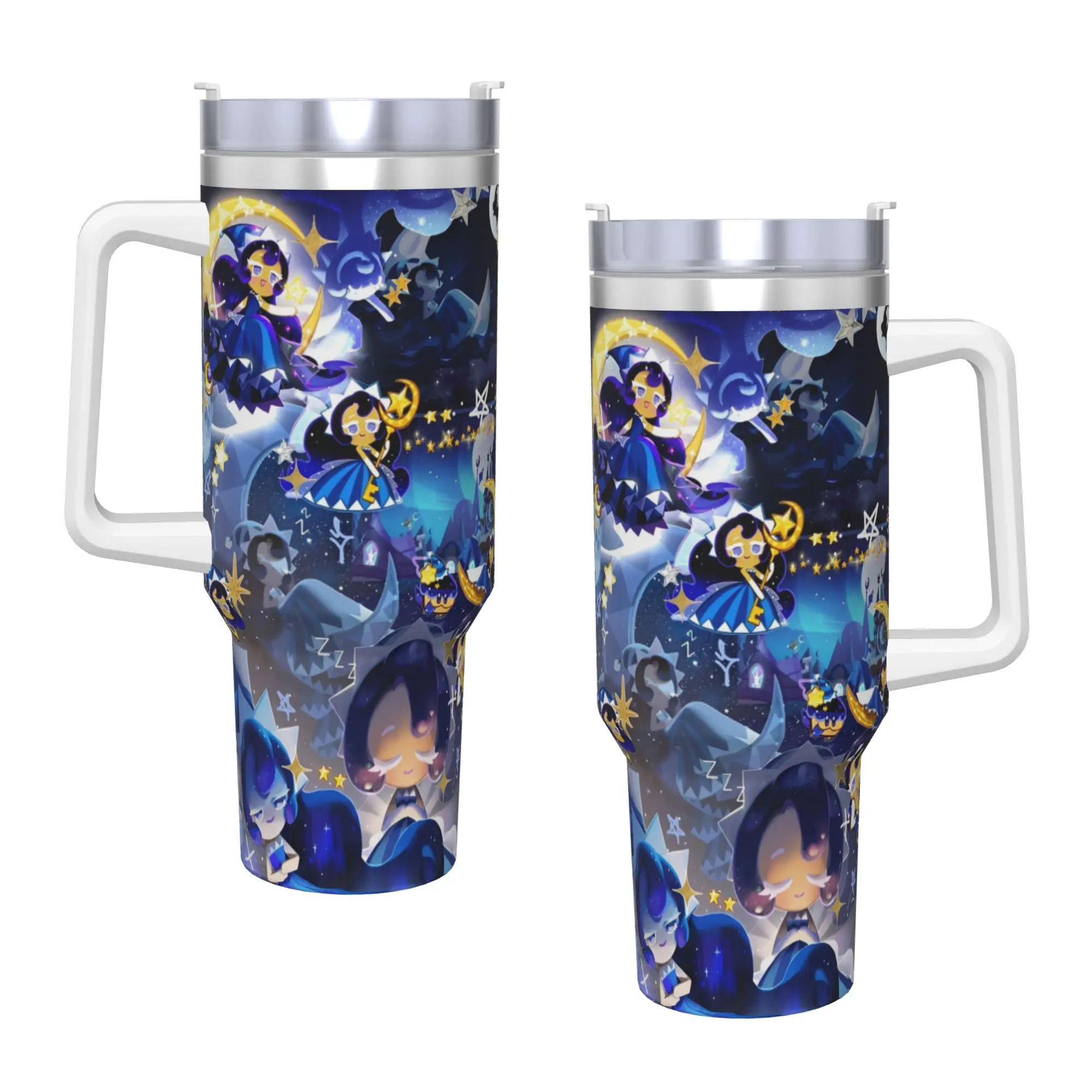 Cookie Run Kingdoms Tumbler With Straw Video Games Stainless Steel Travel Mugs Double Wall Vacuum Insulated for Cold Or Hot 40oz