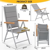 Premium Set of 2 Aluminium Garden Chairs High-Backed Folding Balcony Chairs 7-Way Adjustable Weatherproof Load Capacity 150 kg