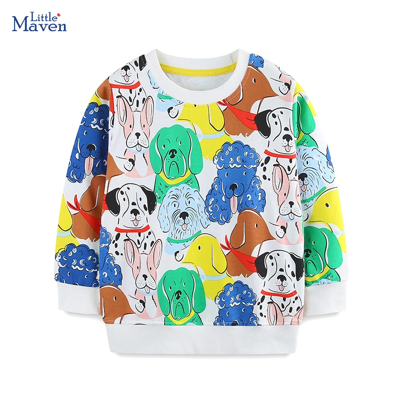 Little maven Europe America Streetwear Hoodies Cartoon Pet Dogs Print Boy Sweatshirt Cotton Spring Autumn Kids Clothes Full Tops