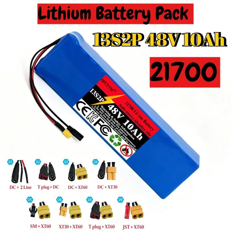 21700 High Power Battery 21700 13S2P 48V 10Ah  Electric Vehicle Lithium Battery Pack 1000W for Electric Scooter Electric Scooter