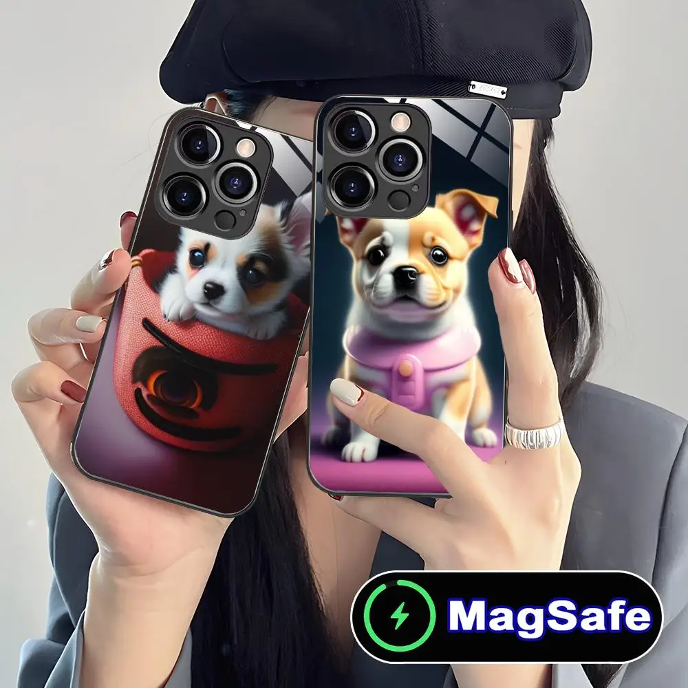 

Cute Puppy Pet Dog Mobile Phone Case for iPhone 17 16 15 14 13 12 11 Air Pro Max Plus Mini MagSafe Glass Colorful Cover Cover