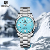 BENYAR Luxury Mechanical  Automatic Watches calendar Sports Stainless Steel Luminous Wristwatch 100m Waterproof Watch for Men