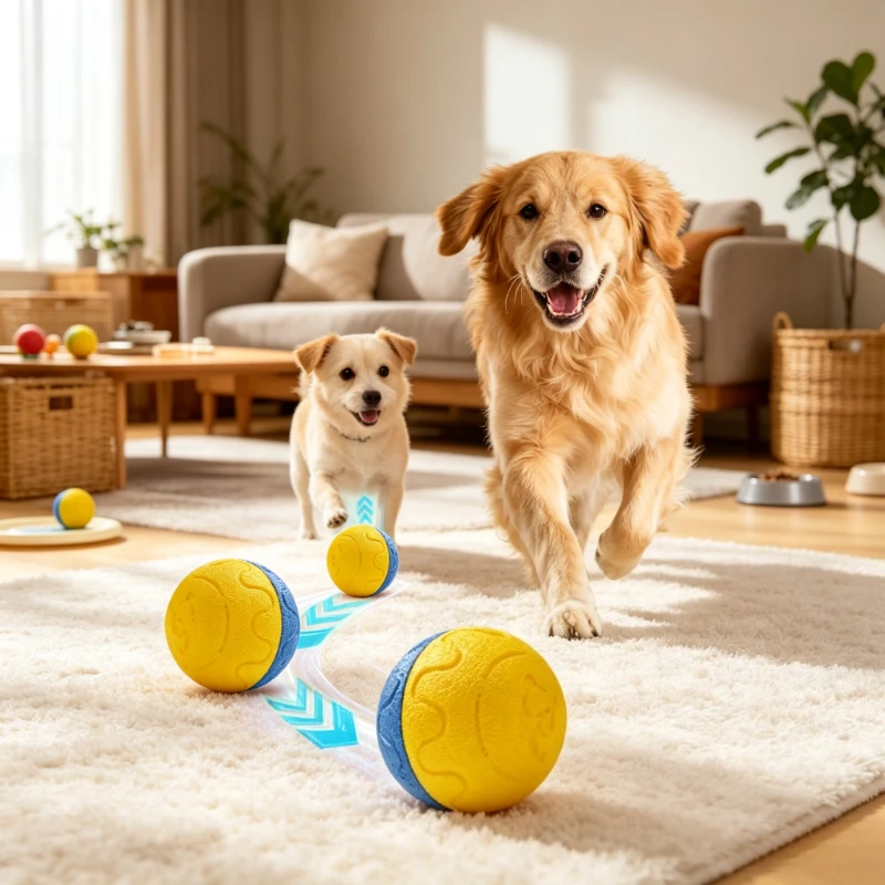 Jouet interactif pour chien : balle rebondissante élastique pour l'entraînement et la mastication, idéale pour les chiens de petite et moyenne taille.