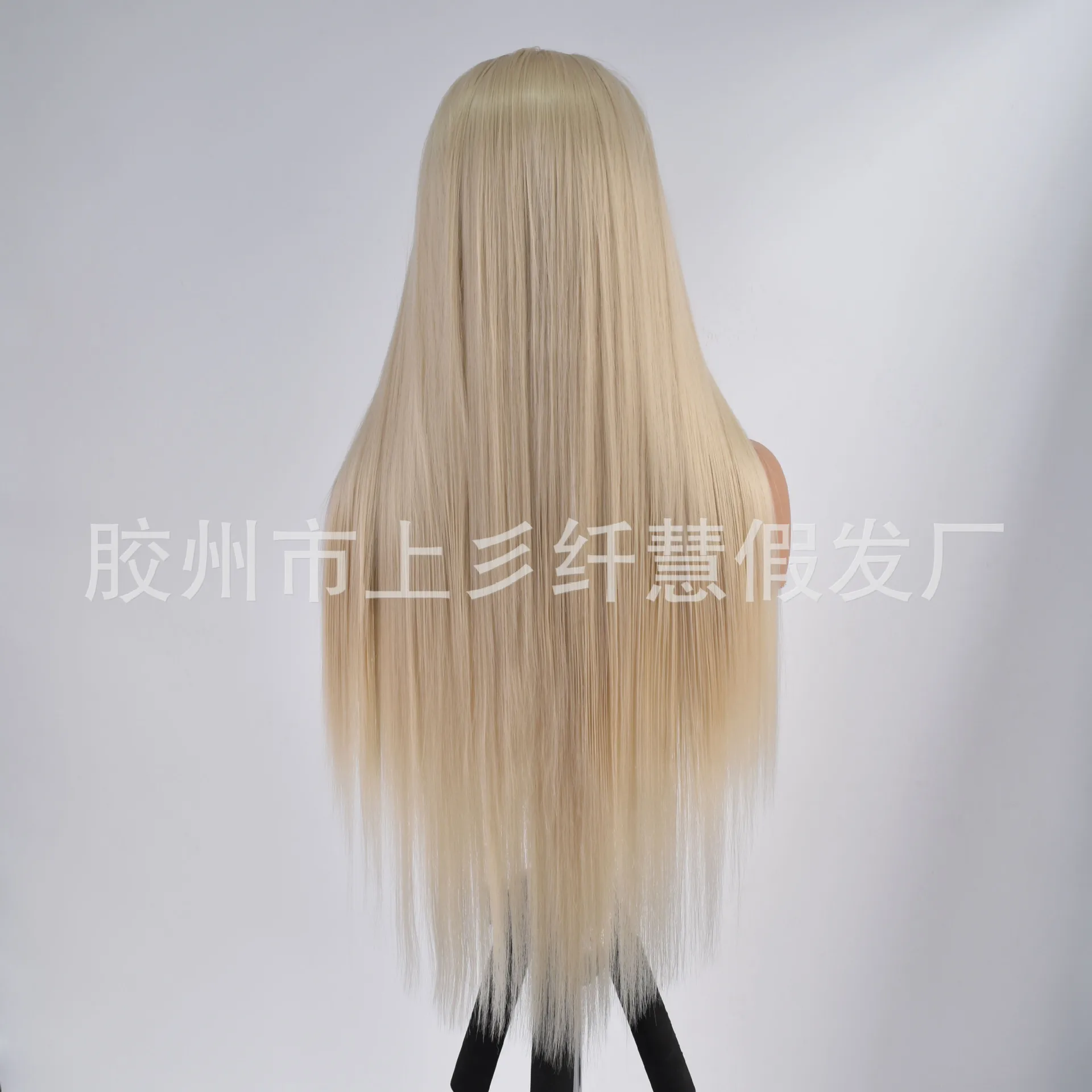 Synthetic Platinum Blonde Lace Front Long Straight Wig Matte Heat Resistant Fiber Hand Tied Natural Parting Cosplay Party