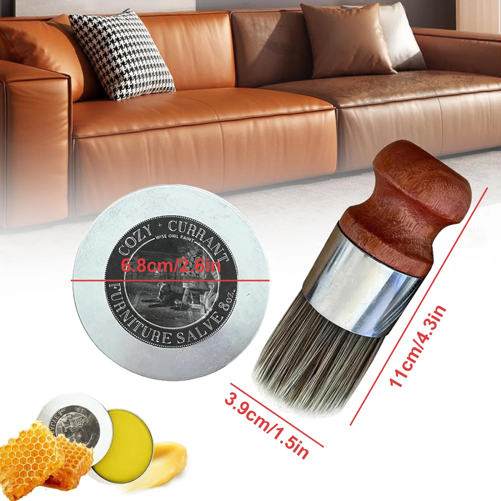 Furniture Salve for Leather Furniture Leather Salve with Boar Bristle Brush Prevent Dryness and Cracking Leather Repair Kit