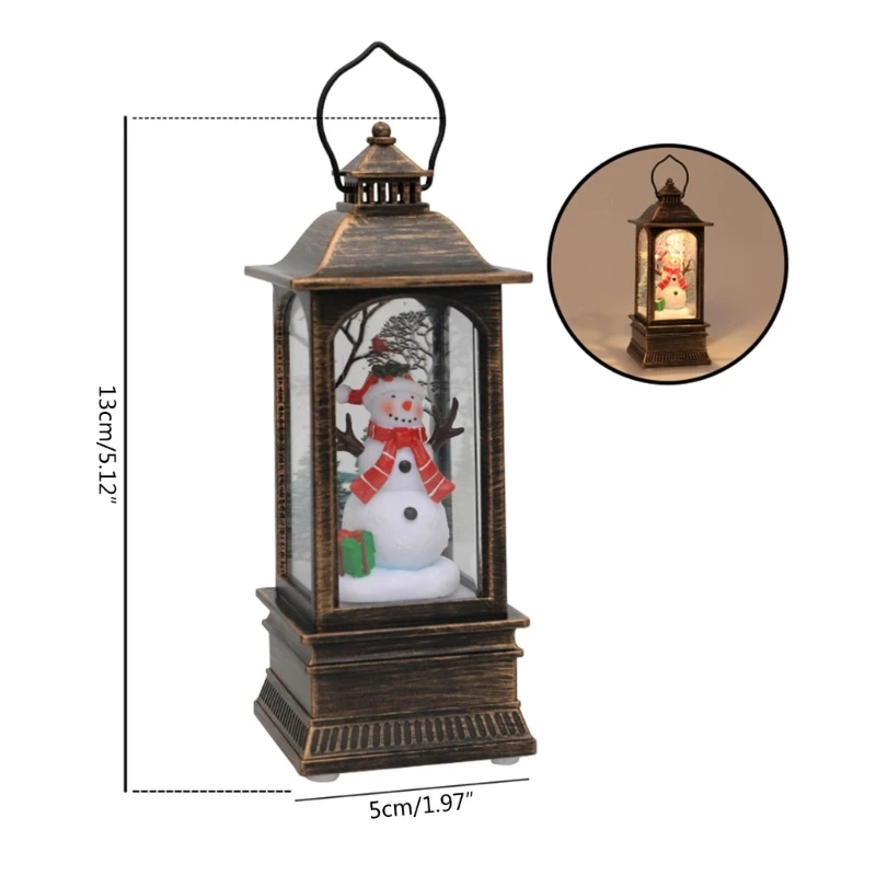 Christmas Glittering Lantern Santa-Claus/Xmas Tree/Snowman/Angel Lighted Lantern Home Table Decoration Gift for Kids B03E