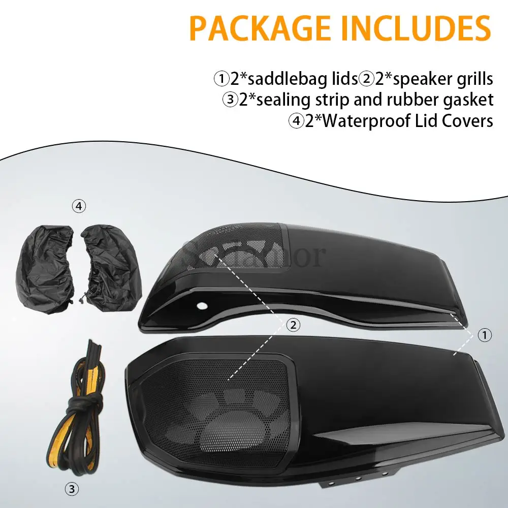 Motorcycle Part 1 Pair of Saddlebag Lid Covers with Sealing Strips Black Fit For Harley CVO Road Glide FLTRXSE 2023-2025