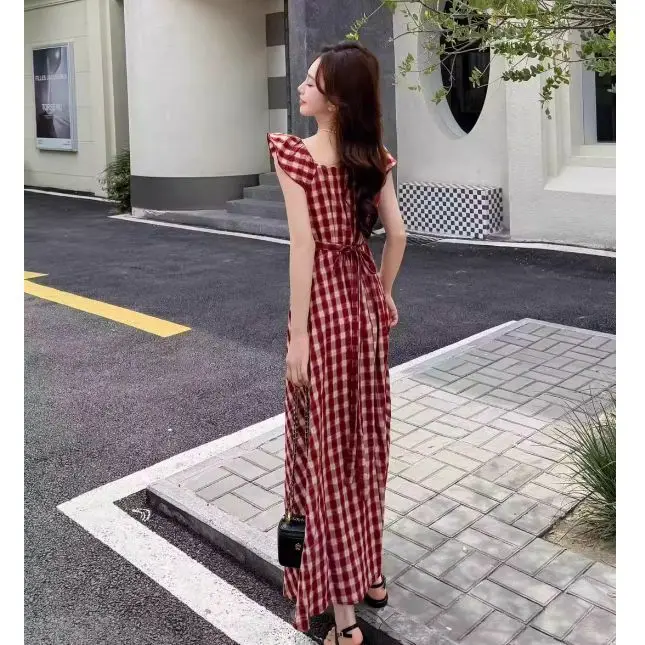 Vestidos sem mangas feminino estilo asiático primavera chiffon apliques shirring smocking plissado babado fairycore mori menina pastoral y2k