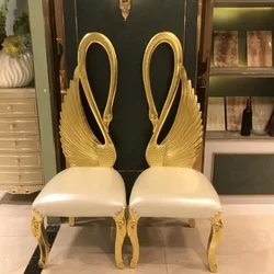 Royal Luxury Party Gold Thrown Chairs High Back Swan Love Seats Events King and Queen Throne Wedding Chair