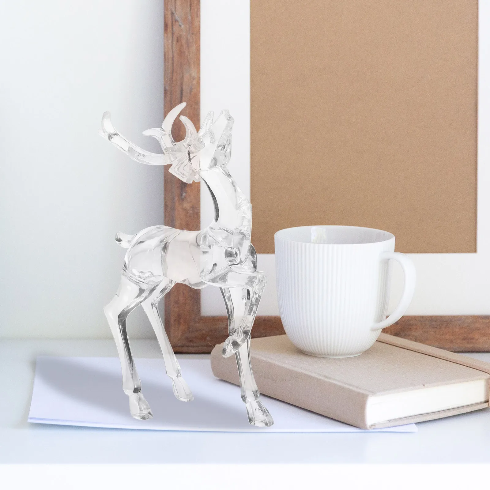 

2Pcs Christmas Reindeer Decor Exquisite Desktop Elk Statue Home Office Tea Table Festival Gift Christmas Decor