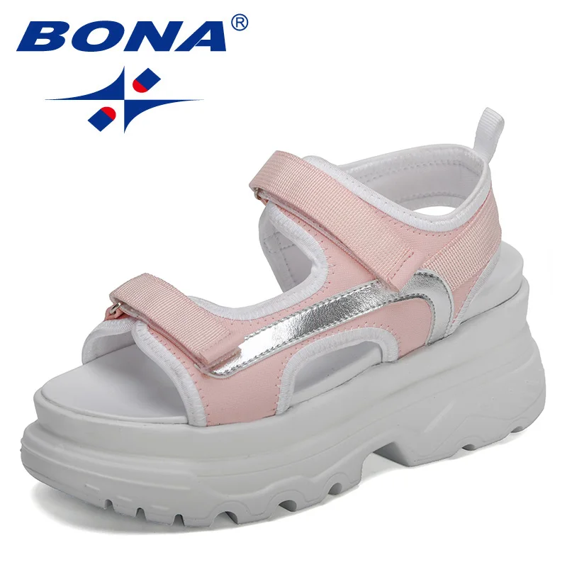 

BONA 2023 New Designers Platform Summer Sandals Women High Quality Buckle Wedges Shoes Woman Sport Sandals Open Toe Comfortable