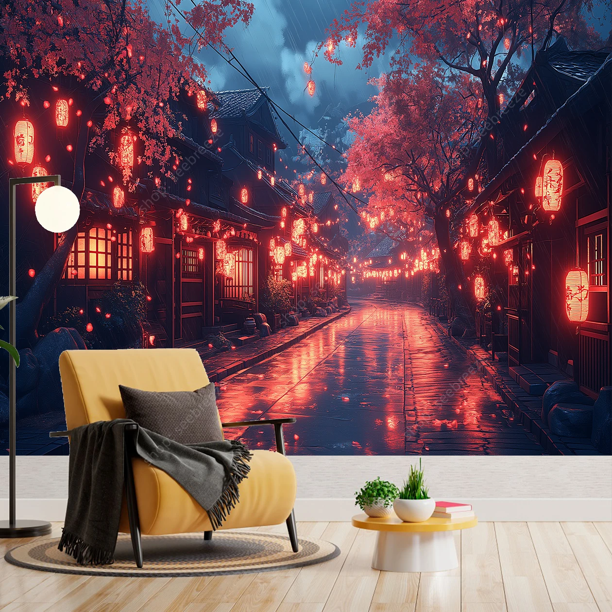 Anime Japan House and Street Tapestry Wall Hanging for Hippie Boho Aesthetic Room Decor Psychedelic Home Wall Decor Yoga Mat