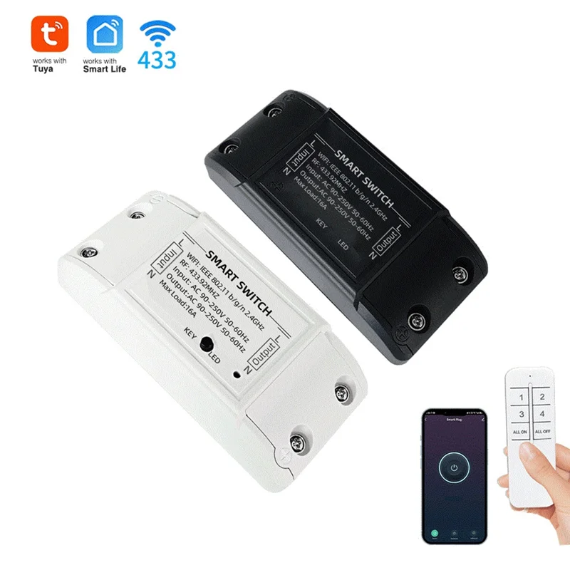 GROCE-Wifi+433Mhz Switch Smart Home Automation Relay Module Wireless Remote Control Switch Supports APP Voice Control