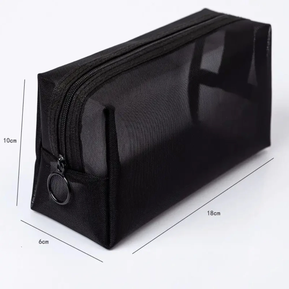 Cosmetic Bag Transparent Washable Foldable Toiletry Bag Breathable Large Capacity Storage Mesh Travel Zipper Makeup Bag For Trip