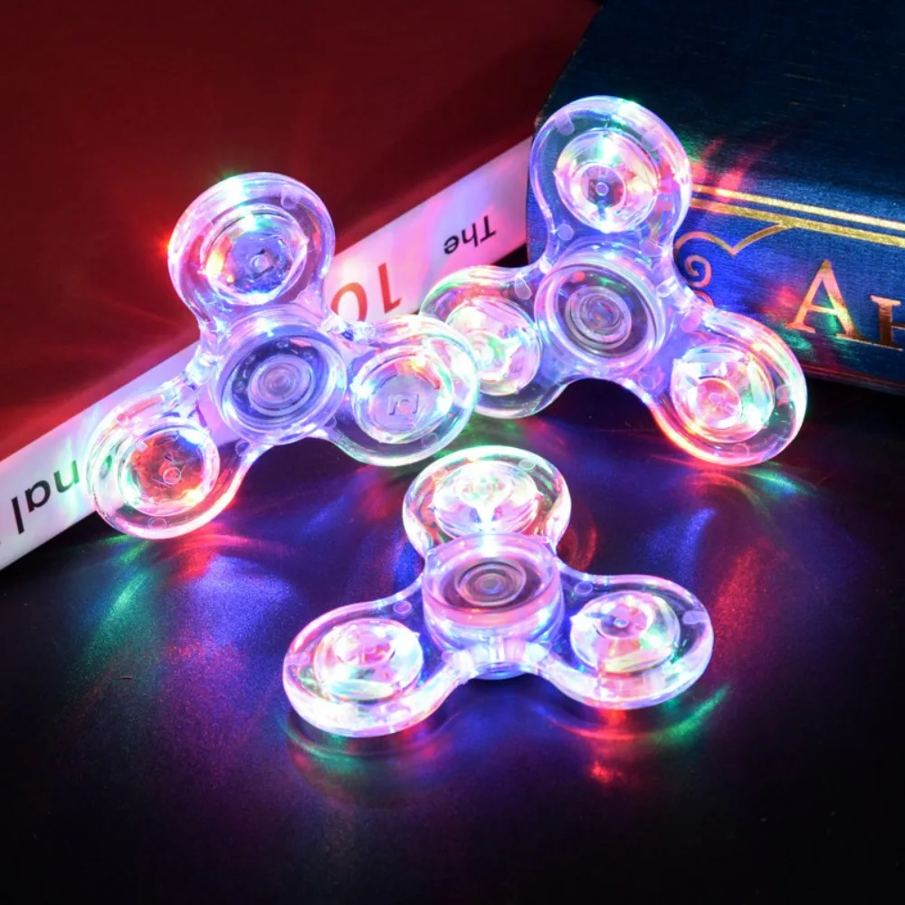 Cristal ponta do dedo giroscópio escritório descompressão artefato luminoso transparente giroscópio brinquedo cristal giroscópio variável ponta do dedo giroscópio decorar