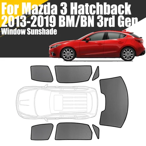 Parasol magnético personalizado para ventana de coche, cortina de malla para Mazda 3 BM BN Hatchback 2013-2019 de 3. a generación, marco para parabrisas delantero